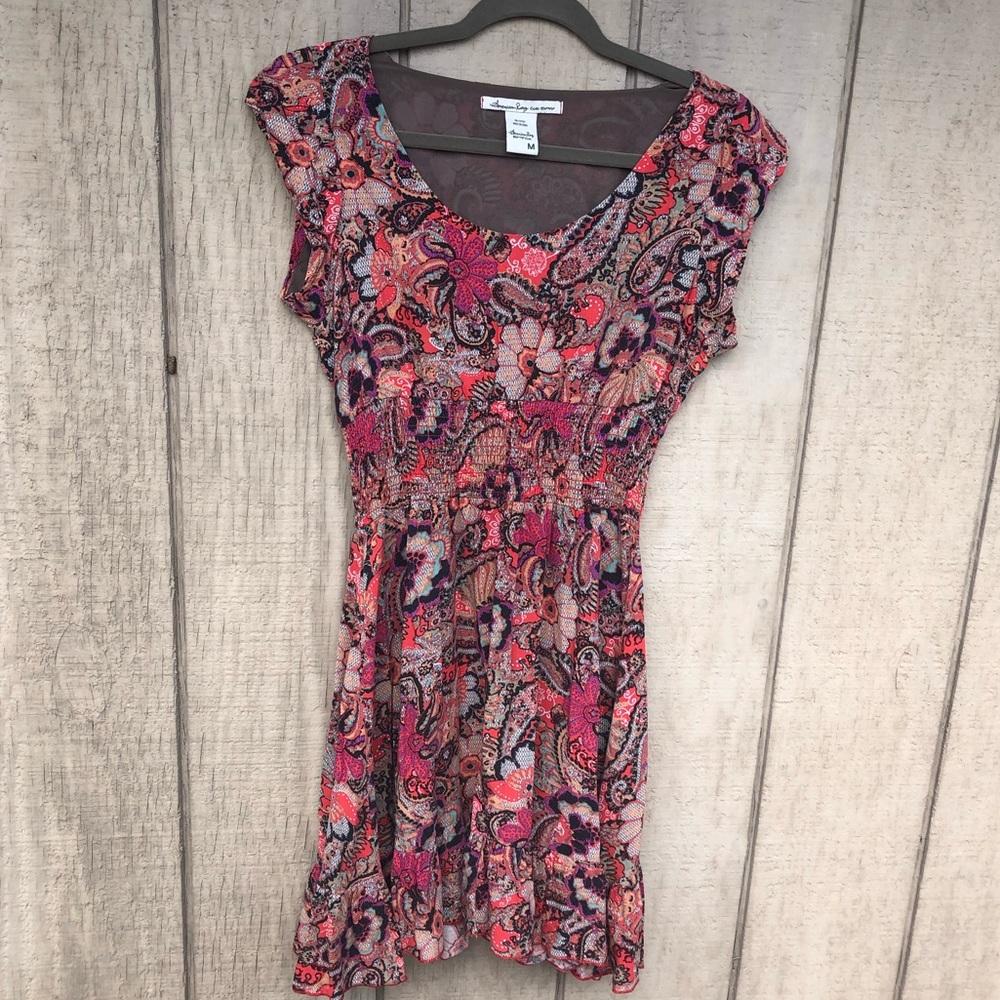 American Rag Brown & Pink Paisley Dress Medium